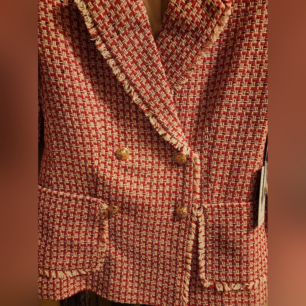 Cyrus red tweed double breasted blazer - Picture 2 of 5